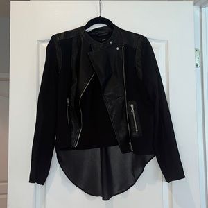 Leather and sheer biker jacket
